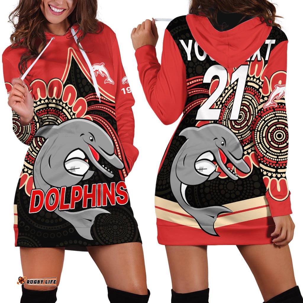 Custom Personalised NRL Redcliffe Dolphins Hoodie Dress