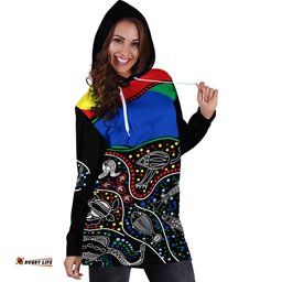 Custom Text and Number NAIDOC Week Hoodie Dress National Aborigines And Torres Strait Islander Animals Aboriginal Art