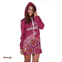 Custom Personalised Maroons Rugby Hoodie Dress Kangaroo Indigenous Pattern Unique Version