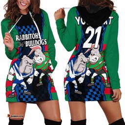 Custom Text And Number NRL Combine Rabbitohs and Bulldogs Hoodie Dress 02