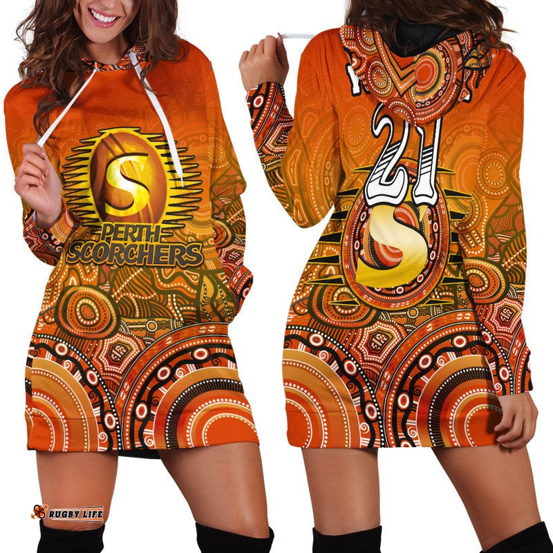 Custom Personalised Perth Scorchers Indigenous Aboriginal Arts Hoodie Dress