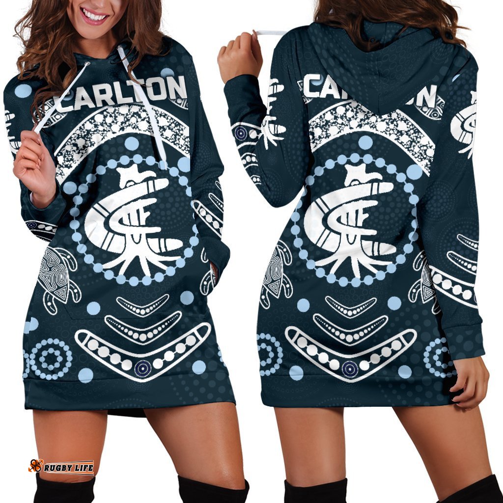 Carlton Women's Hoodie Dress The Blues Baggers Indigenous