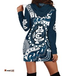 Carlton Football Hoodie Dress Blues 1864 Boomerang Indigenous Artsy