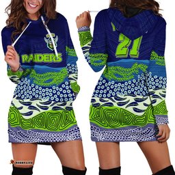 Custom Text And Number Canberra The Green Machine Raiders Boomerang Indigenous Hoodie Dress