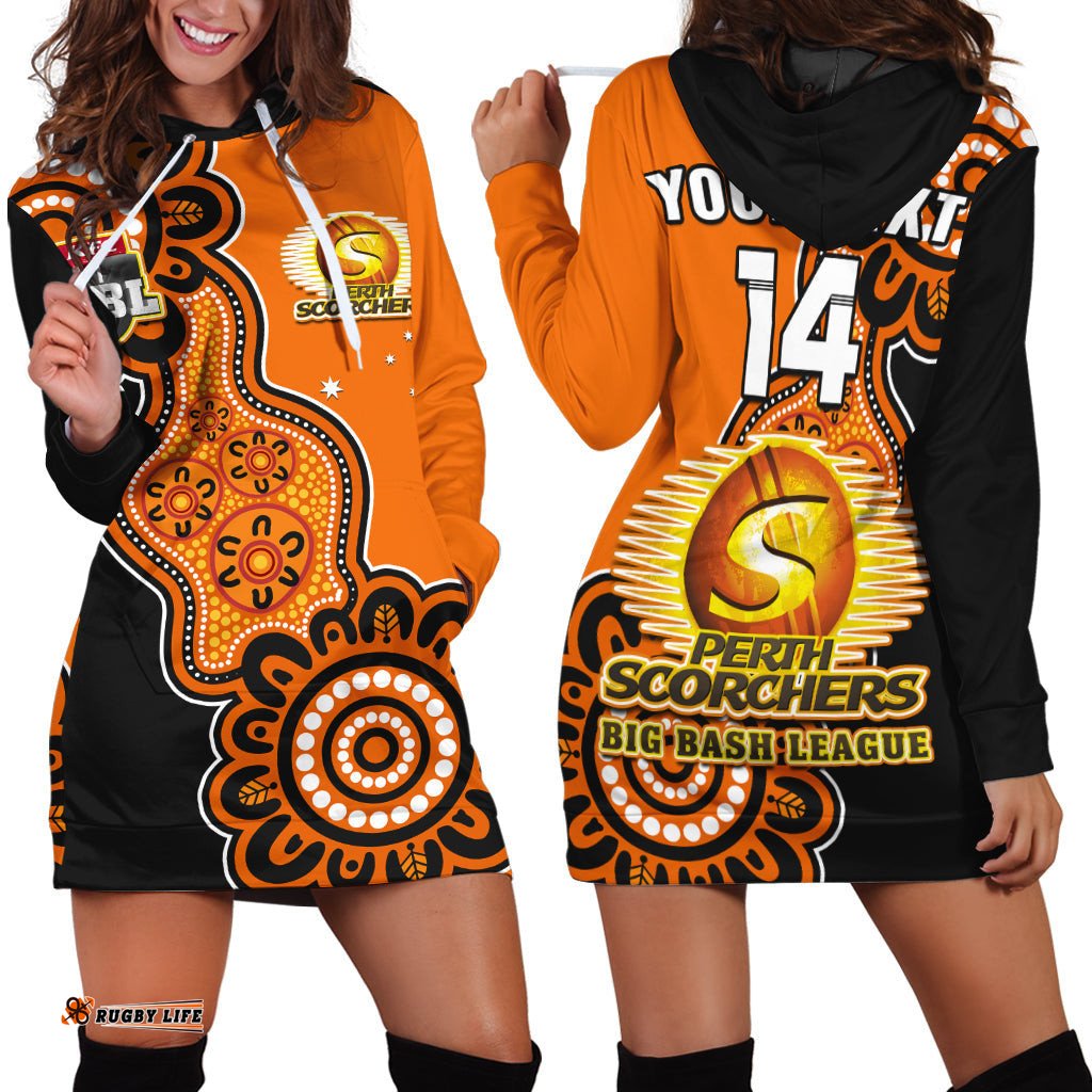 Custom Text And Number Perth Scorchers Cricket Hoodie Dress We Are The Champions Aboriginal