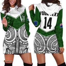 Custom Text And Number New Zealand Silver Fern Rugby Hoodie Dress Maori Pacific