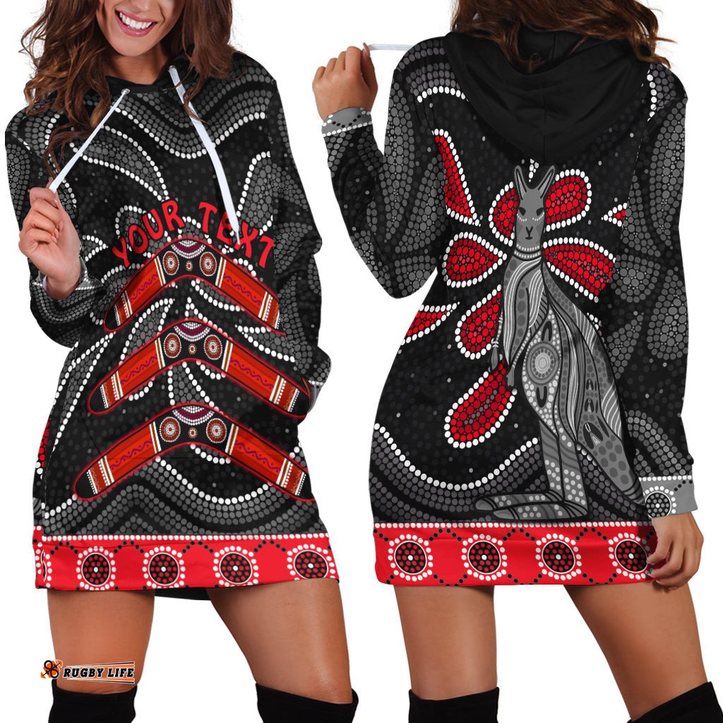 Custom Personalised Aboriginal Boomerang Hoodie Dress Kangaroo Australia