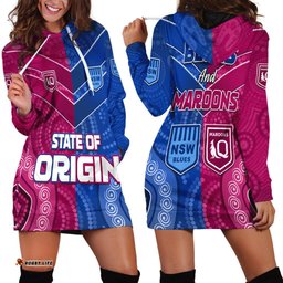 Blues and Maroons Rugby Hoodie Dress Origin NSW Combine Queensland Aboriginal Australian