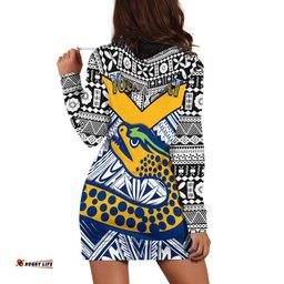 Custom Personalised Eels Rugby Hoodie Dress Polynesian Tapa Pattern Premiers