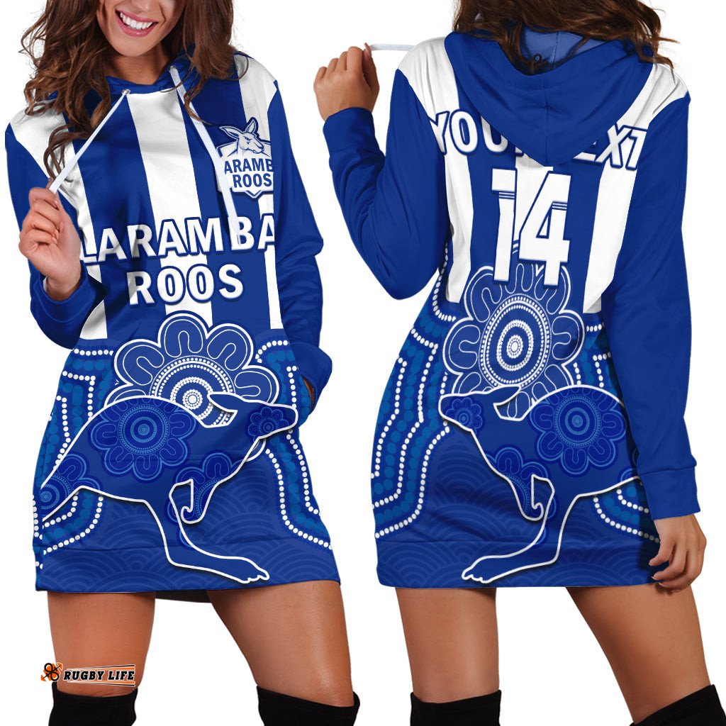 Custom Text And Number Laramba Football Hoodie Dress Roos Aboriginal Art