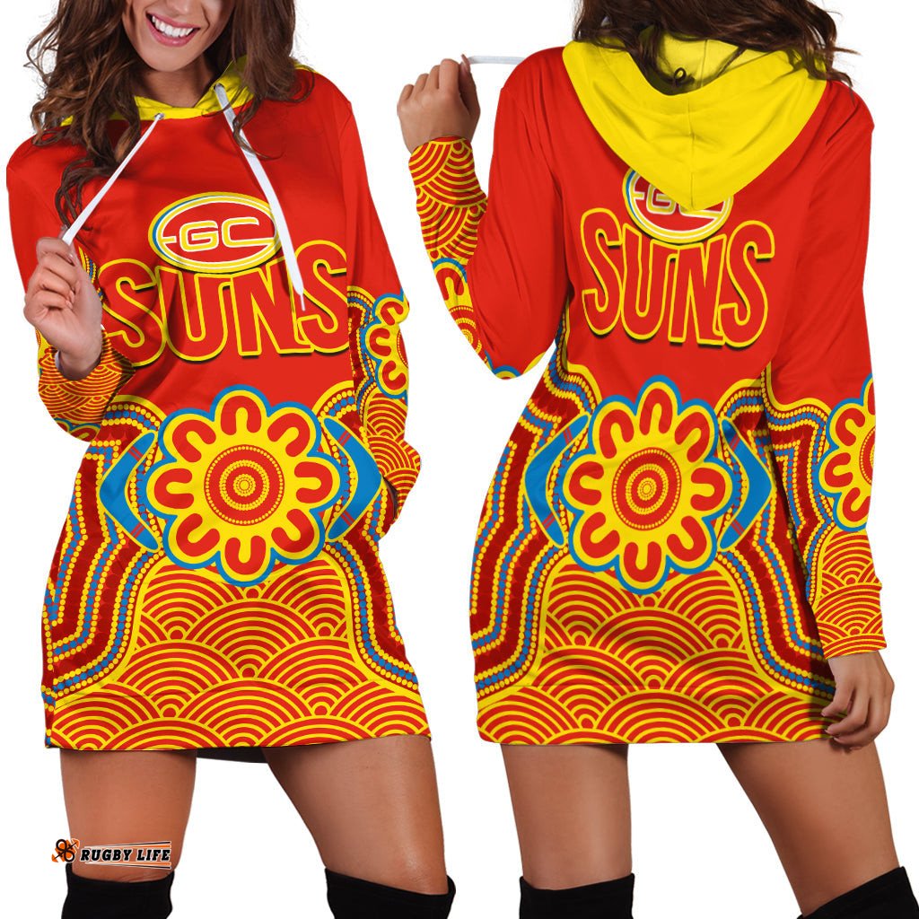 Gold Coast Football Hoodie Dress Suns Indigenous Pattern