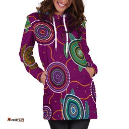 Hoodie Dress Aboriginal Turtle Purple Australia Dot Patterns