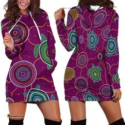 Hoodie Dress Aboriginal Turtle Purple Australia Dot Patterns