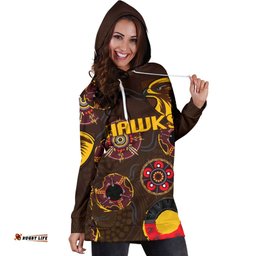 Hawthorn Women's Hoodie Dress Hawks Indigenous Brown