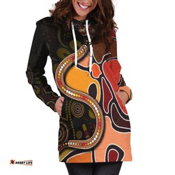 Hoodie Dress- Aboriginal Snake With Dot Painting