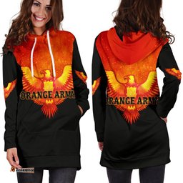 Orange Army Women Hoodie Dress Cricket Black