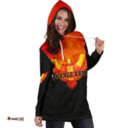 Orange Army Women Hoodie Dress Cricket Black