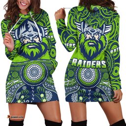 Raiders Rugby Hoodie Dress Aboriginal Pattern