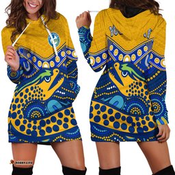Custom Personalised Eels Rugby Hoodie Dress Aboriginal and Polynesia Parramatta