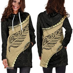Paua Shell, Maori Silver Fern Women'S Hoodie Dress