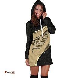 Paua Shell, Maori Silver Fern Women'S Hoodie Dress