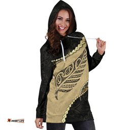 Paua Shell, Maori Silver Fern Women'S Hoodie Dress