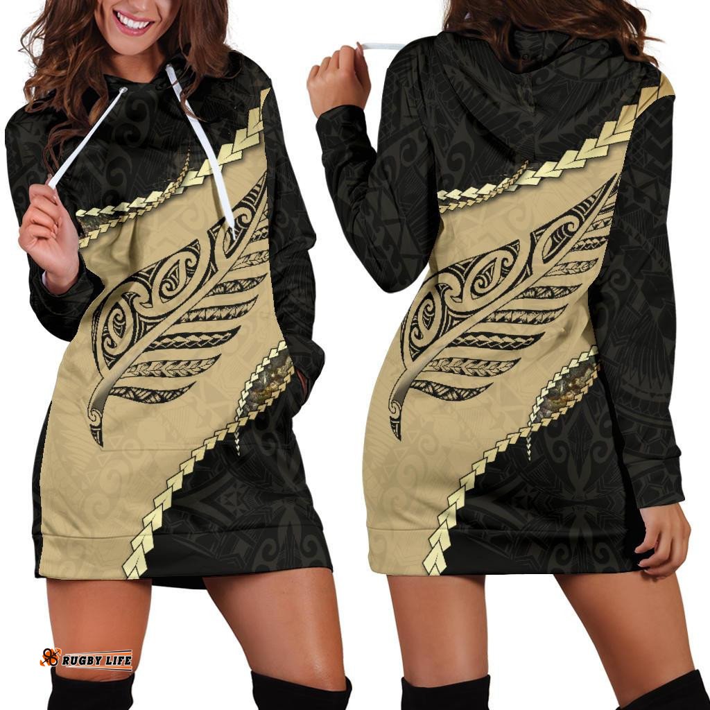 Paua Shell, Maori Silver Fern Women'S Hoodie Dress