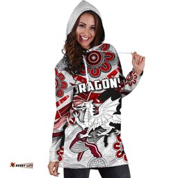 Dragons Women Hoodie Dress St. George Indigenous White