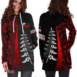 Custom Personalised Waitangi Day Hoodie Dress Maori Mix Fern Style Red
