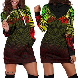 New Zealand Women'S Hoodie Dress, Maori Polynesian Tattoo Reggage