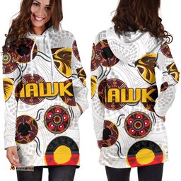 Hawthorn Women's Hoodie Dress Hawks Indigenous White