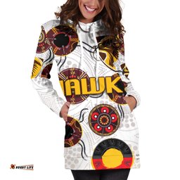 Hawthorn Women's Hoodie Dress Hawks Indigenous White