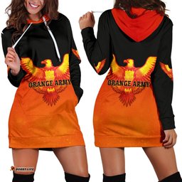 Orange Army Women's Hoodie Dress Cricket Sporty Style 08