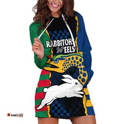 Custom Text And Number NRL Combine Rabbitohs and Eels Hoodie Dress 04