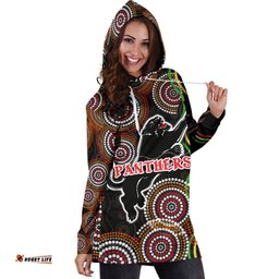 Panthers Black Women Hoodie Dress Indigenous Penrith Version