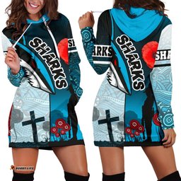 Sharks Women's Hoodie Dress Cronulla Anzac Day