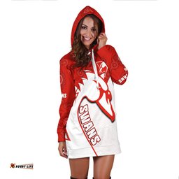 Custom Personalised Sydney Football Hoodie Dress Swans 1874 Dot Painting Artsy
