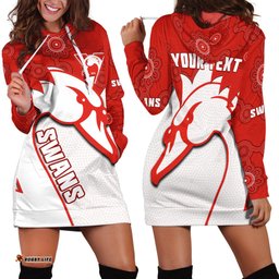 Custom Personalised Sydney Football Hoodie Dress Swans 1874 Dot Painting Artsy