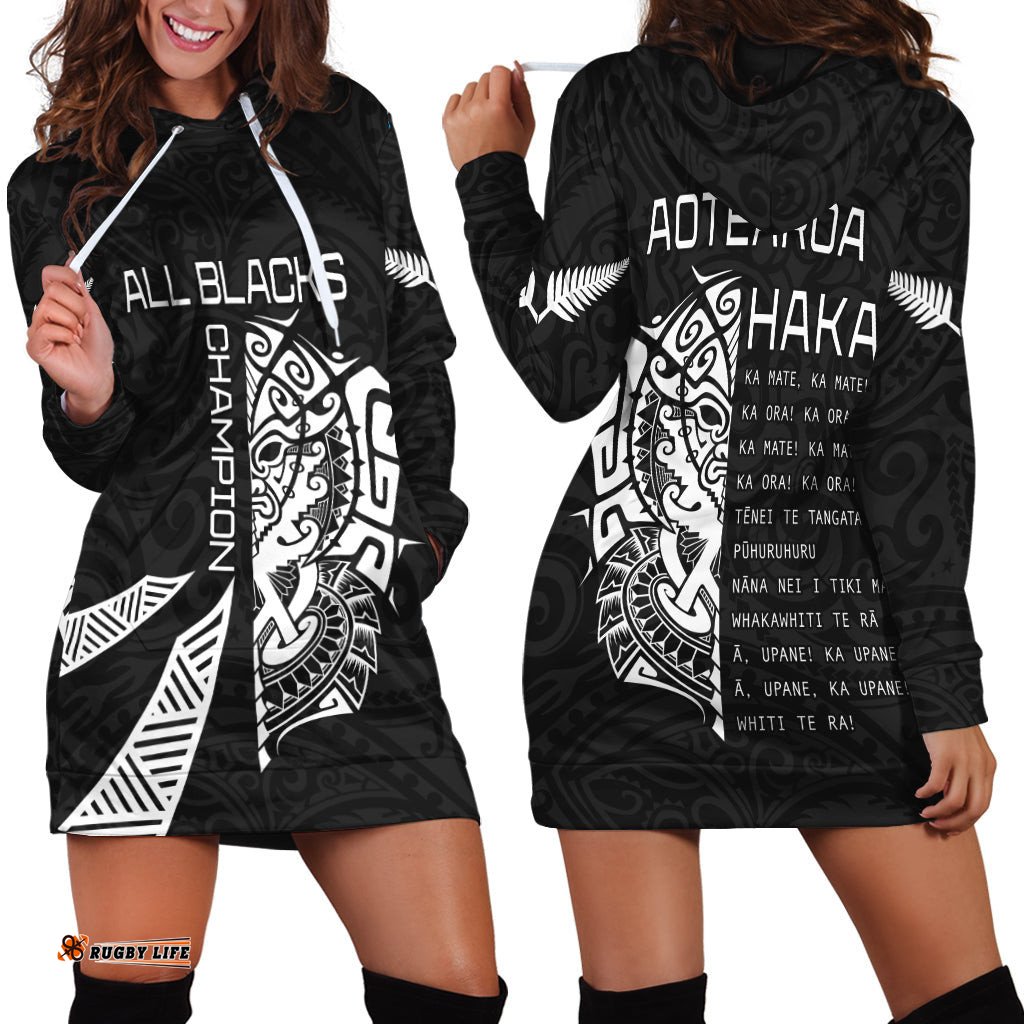New Zealand Rugby Hoodie Dress Haka All Black mix Ta Moko