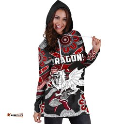 Dragons Women Hoodie Dress St. George Indigenous Black