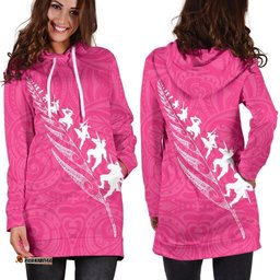 Rugby Haka Fern Hoodie Dress Pink