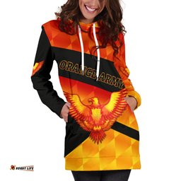Orange Army Women's Hoodie Dress Cricket Sporty Style 09
