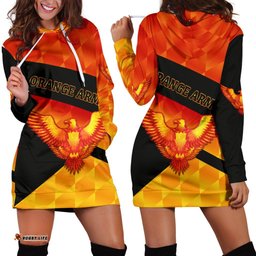 Orange Army Women's Hoodie Dress Cricket Sporty Style 09