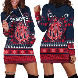 Custom Personalised Demons Merry Christmas Hoodie Dress Melbourne Football Indigenous