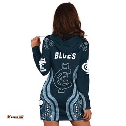 Go Blues Hoodie Dress Simple Indigenous