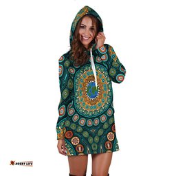 Hoodie Dresses Aboriginal Green Dot Painting With Earth