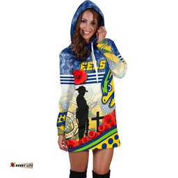 Eels Rugby Women's Hoodie Dress Indigenous Anzac Day