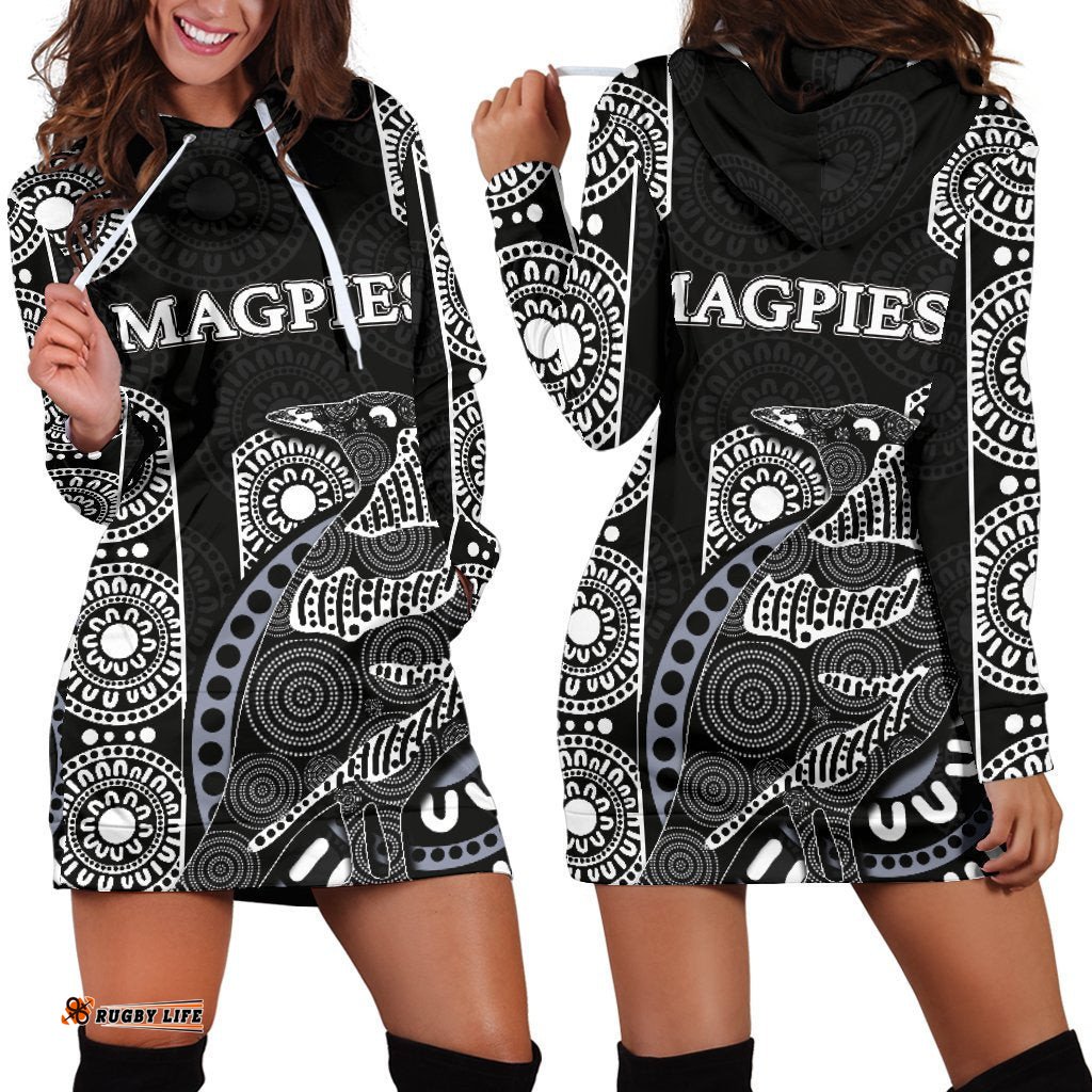 Magpies Hoodie Dress Aboriginal