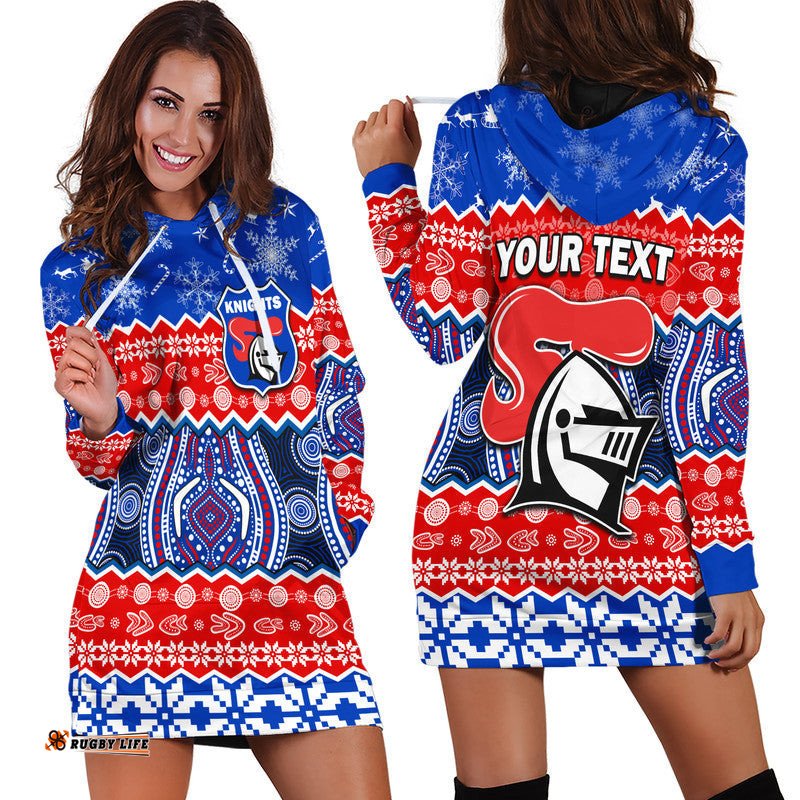 Custom Personalised Knights Aboriginal Rugby Novocastrians Christmas Hoodie Dress