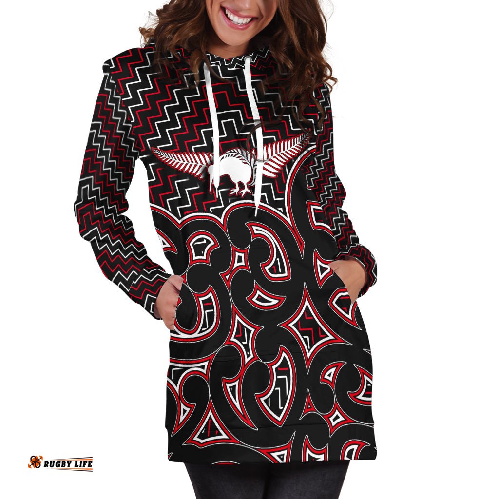 New Zealand Hoodie Dress Maori Graphic Tee patterns Red